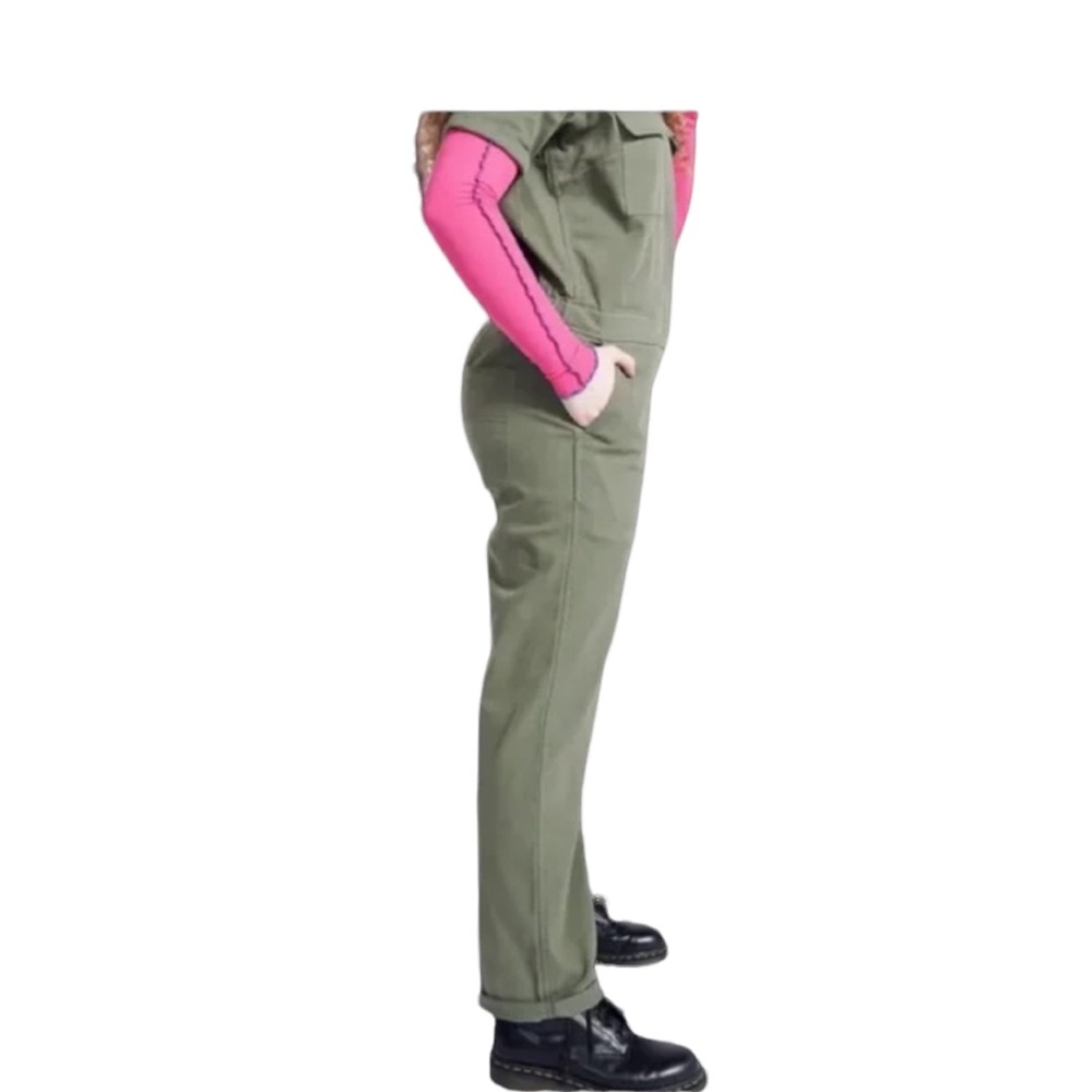 Bp. + Wildfang Utility Short Sleeve Jumpsuit Coveralls, Olive Green, Size Small